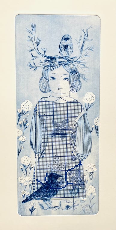 Garden Girl - Drypoint Print