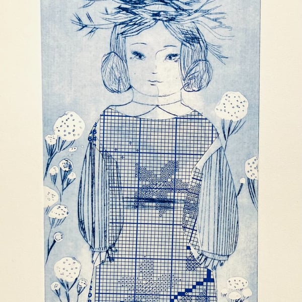 Garden Girl - Drypoint Print