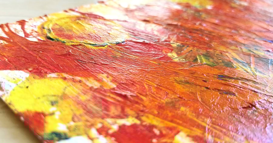 Golden Meadows at Sundown - Abstract Mixed Media Painting on Paper - Unframed