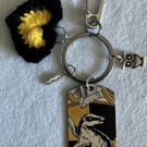 Hogwarts Hufflepuff house keyring with crochet heart and bag clip