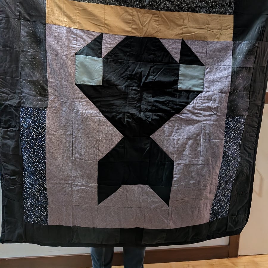 Handmade bat quilt, unique one of a kind 