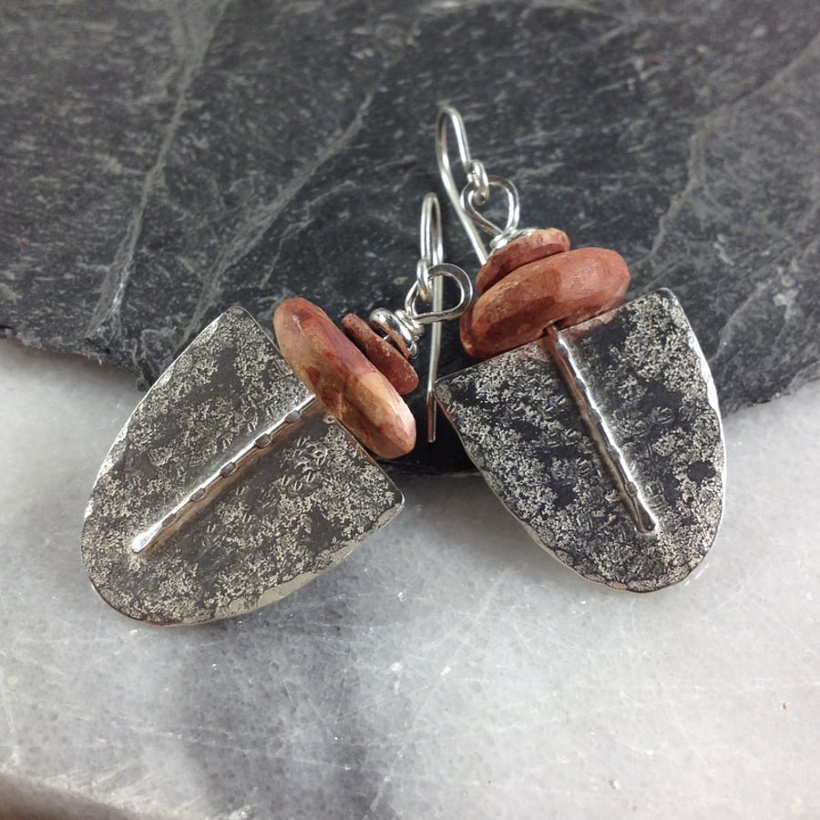 silver and bauxite Tribe earrings