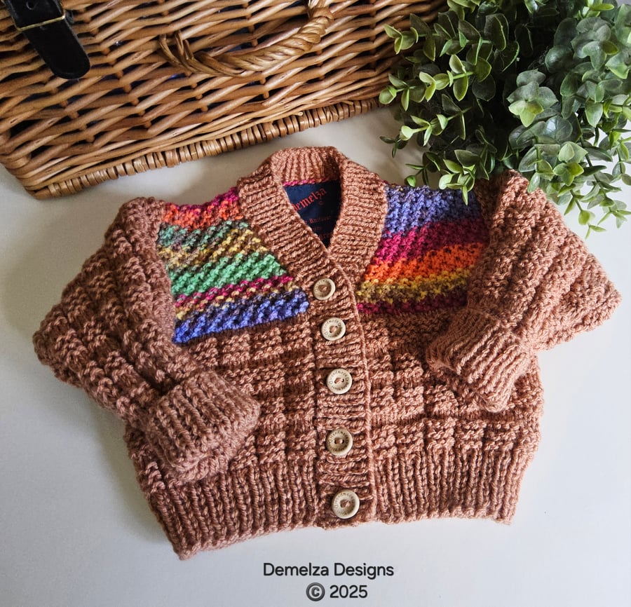 Hand Knitted Designer Baby Boy's Cardigan 0-6 months size