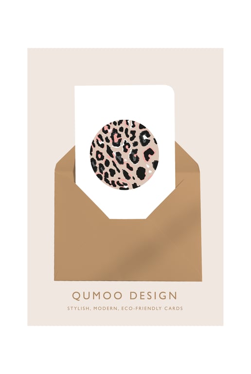 card birthday wedding friend Leopard Print Circle Trendy funky (5-pack) (QM212)