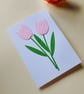 Light Pink Paper Tulip - Flower Shop Moments, Blank Handmade Floral Card 