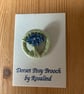 Dorset Posy Brooch, Pale Green with Blue Flowers, P17 - Image 1