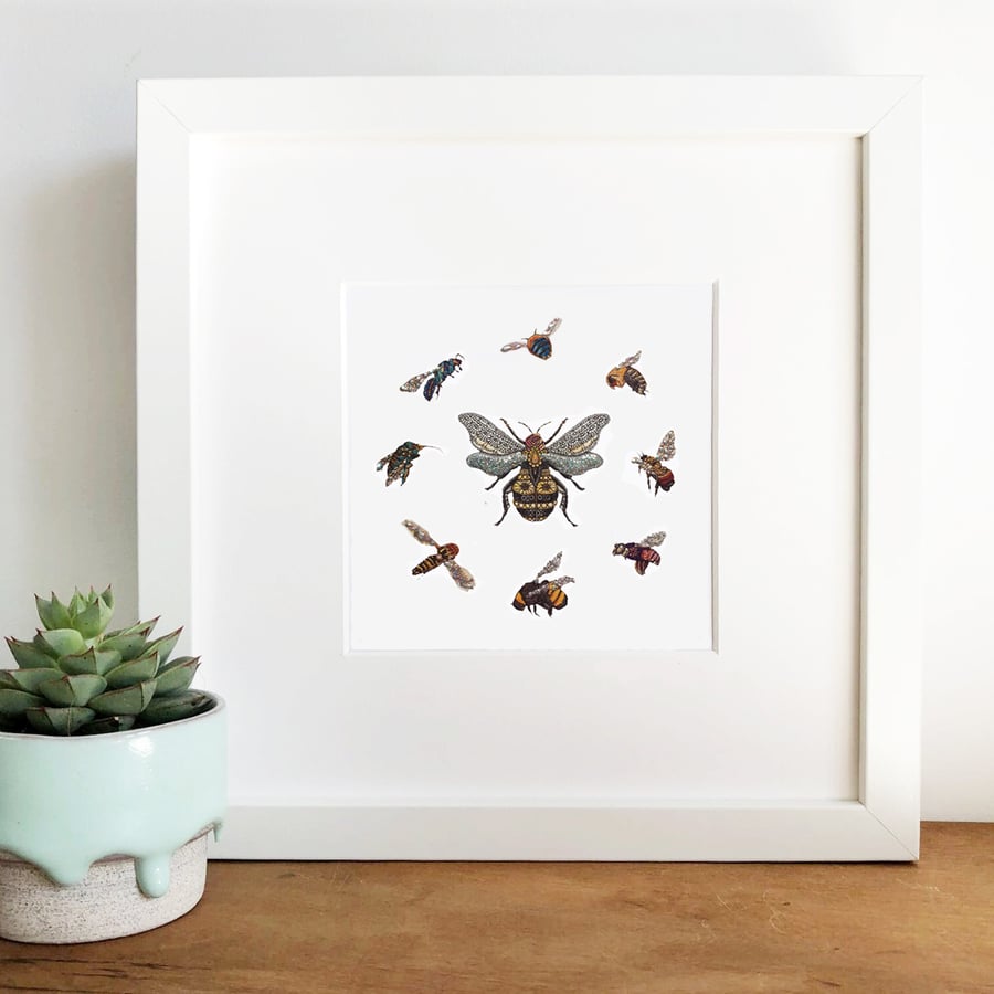 'Queen Bee' Hand Finished Framed Print