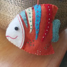 Felt fish, colourful hanging fish ornament, jolly felt fish embroidered, fish de