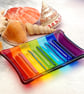 Handmade Fused Glass Rainbow Striped Soap Dish - Colourful Glass - Rainbow Decor - Image 2