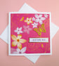 Fuchsia pink floral plumeria butterfly card for any occasion  - Image 2