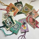 8 handmade antiquarian gift tags 