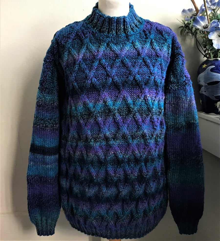 Hand knitted Criss Cross Cable Jumper