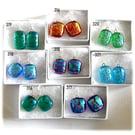 Earrings Dichroic Glass Fused Choice of colour handmade sterling silver hooks 