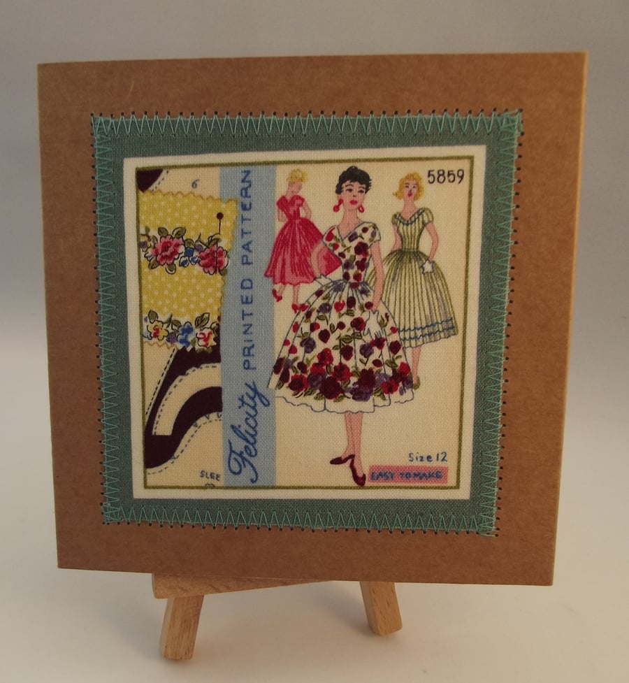 Couture Sewing Theme Fabric Greetings Card