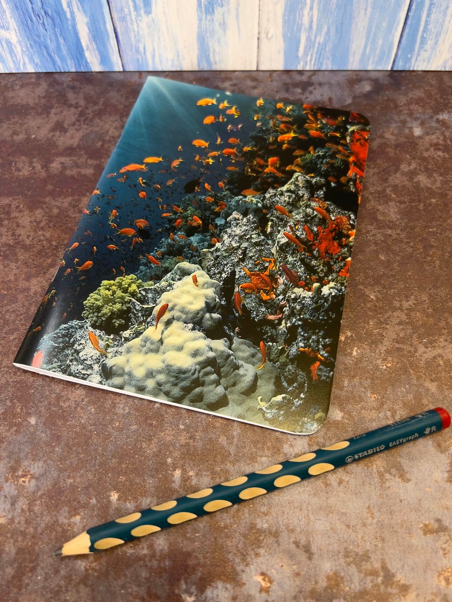 Notebook, Marine themed, A5 (ish), made from up-cycled and recycled materials.