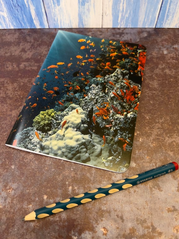 Notebook, Marine themed, A5 (ish), made from up-cycled and recycled materials.