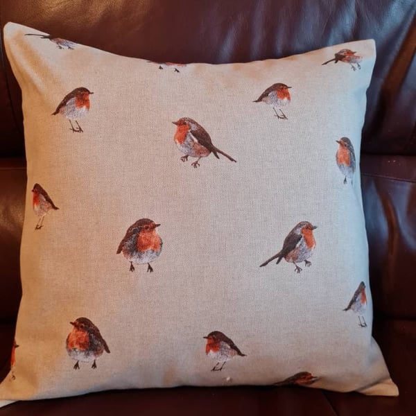 Handmade 16" square Robin cushion