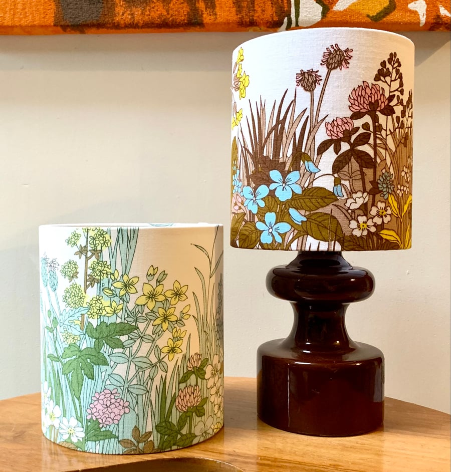 Pretty Floral Wildflower Design Lampshade in 60s KEW Duro Vintage Fabric 