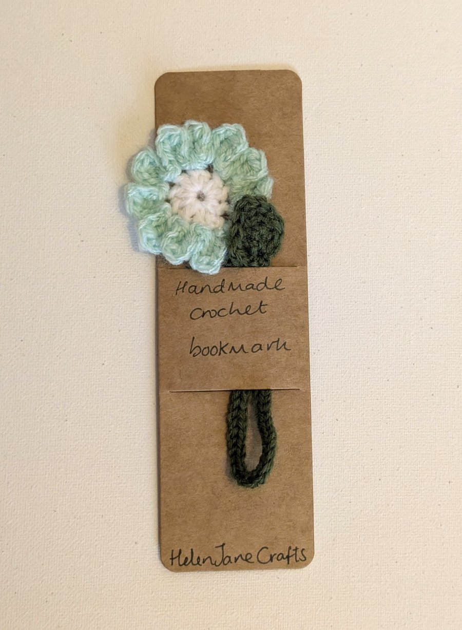 Handmade crochet flower bookmark - mint