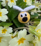 "Cheeky Needle Felted Bee Plant Stake – Handmade Smiling Bee Decoration"