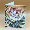 Birthday Greetings Card, Floral theme Rose & flowers, 'Happy Birthday' message. 