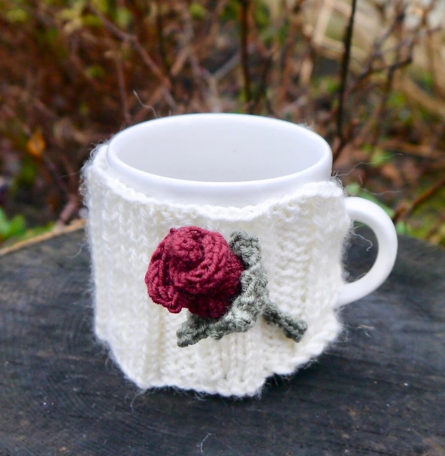 Red Rose Mug Cosy, Valentine Gift