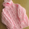 Special Order for Gail 20" Baby Pink Aran Style Jacket with Hood