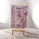 Happy Mother’s Day card, special mum, pastel 3D embossed flowers and blossoms 