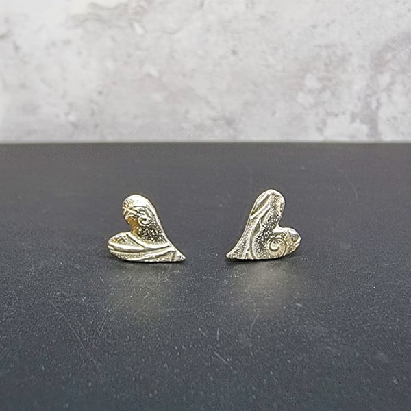 Silver Floral Heart stud earrings