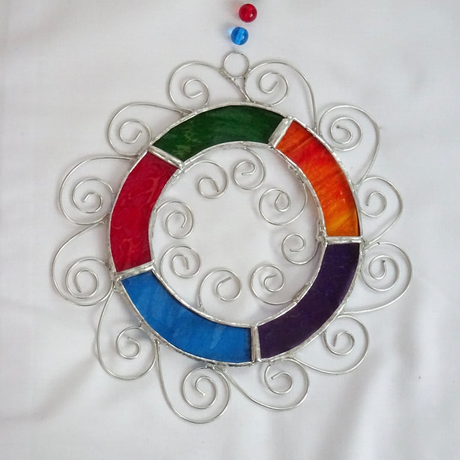 Stained Glass Letter O Suncatcher - Mulit