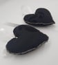 Heart hanger pair in black with with ribbon and seed bead edging.  - Image 2