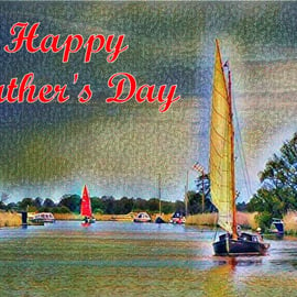 Father's Day Card Norfolk Broads Sailing Boats 