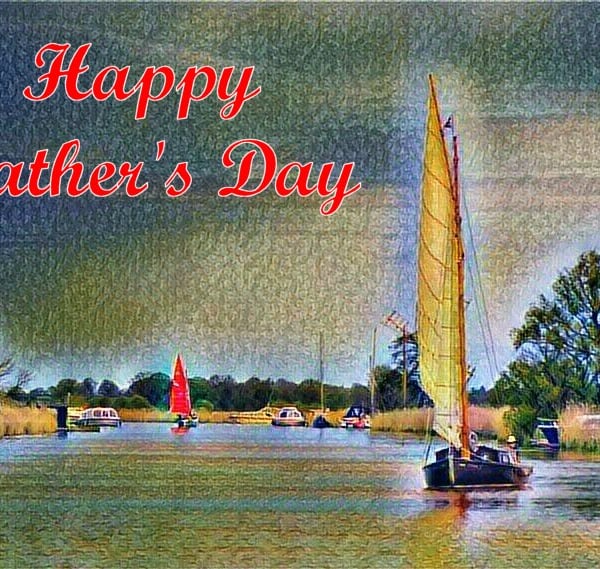 Father's Day Card Norfolk Broads Sailing Boats 