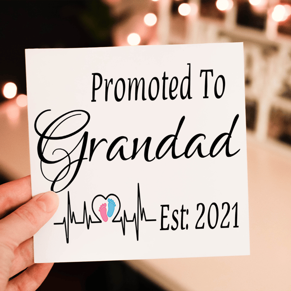 Promoted To Granddad New Baby Card, Card for New Baby, Personalised Grandad Card