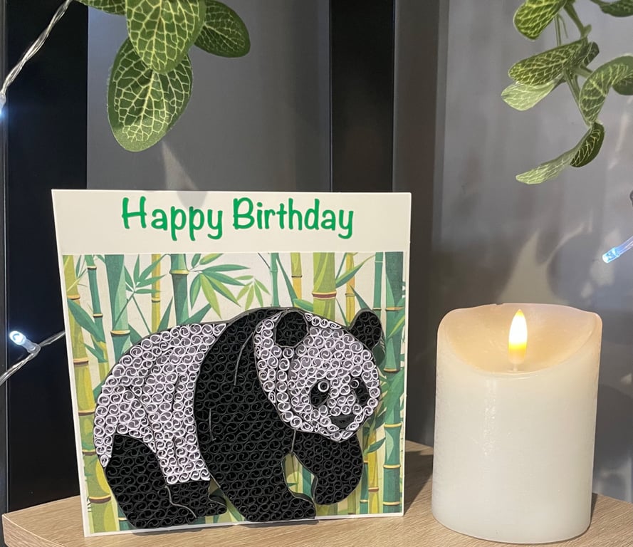 Stunning Handmade Quilled Panda Card