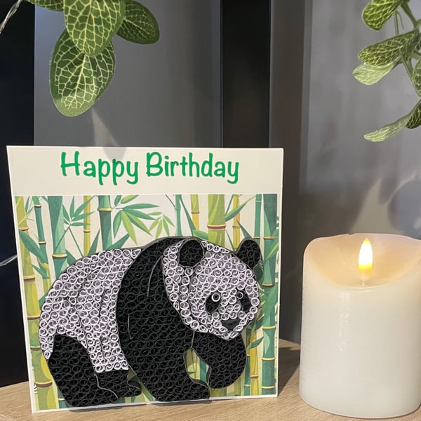 Stunning Handmade Quilled Panda Card