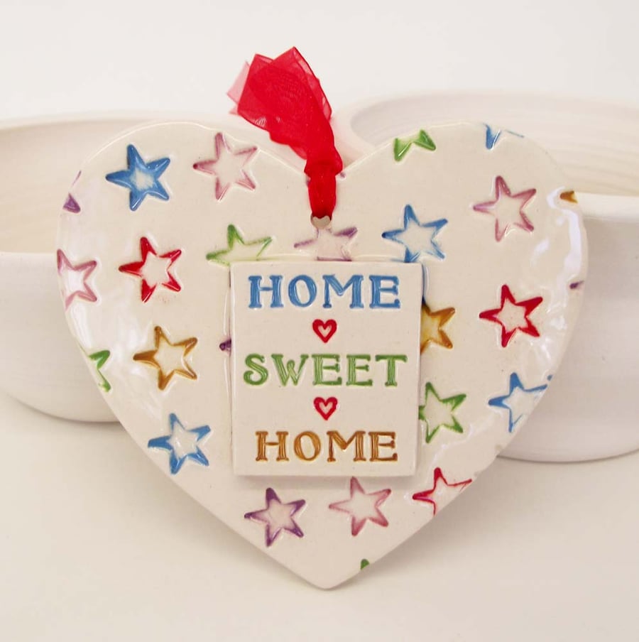 Bright ceramic heart decoration Home Sweet Home