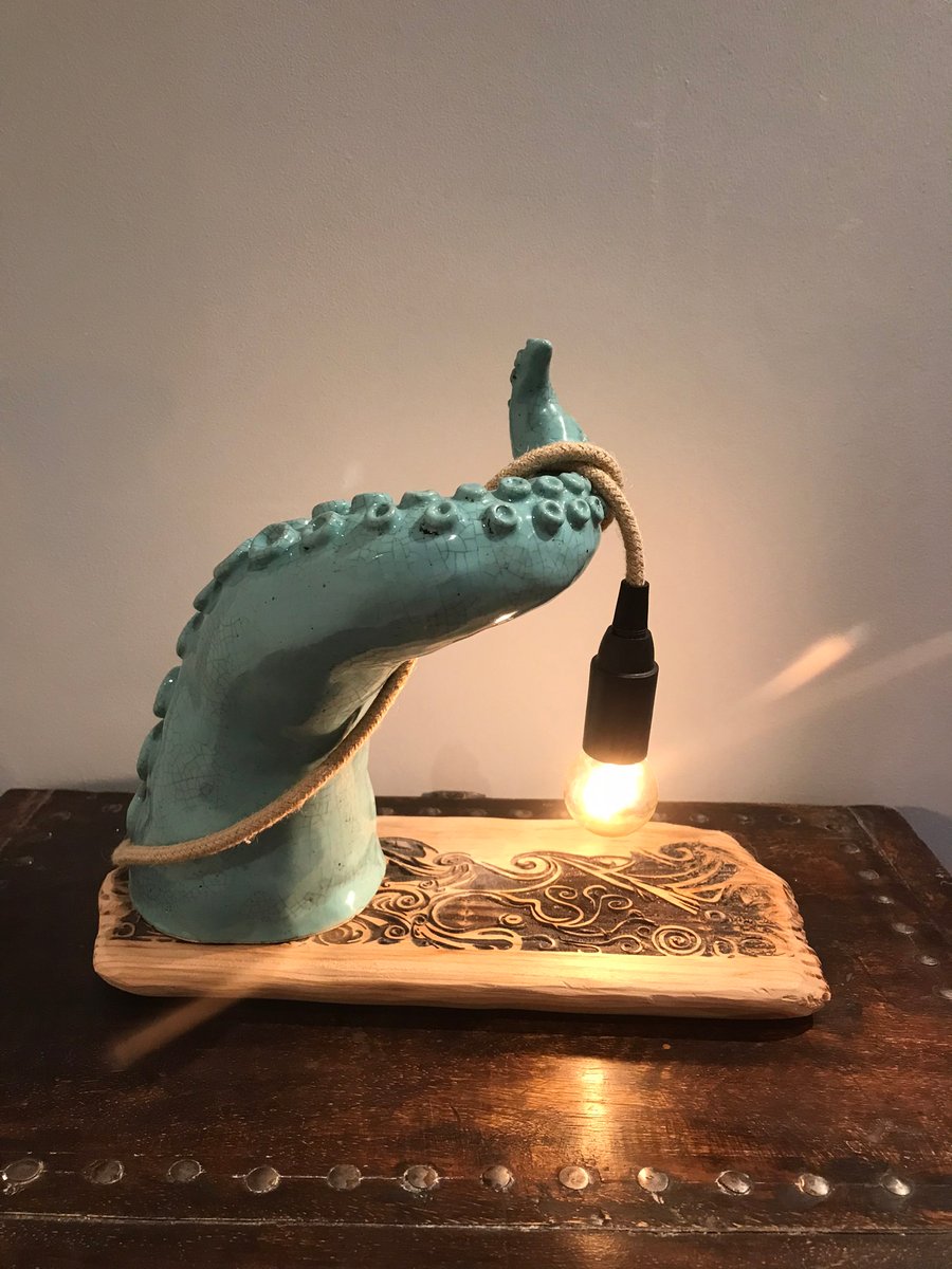 Octopus Lamp with carved base