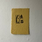 Cottage, carved stamps on handmade paper