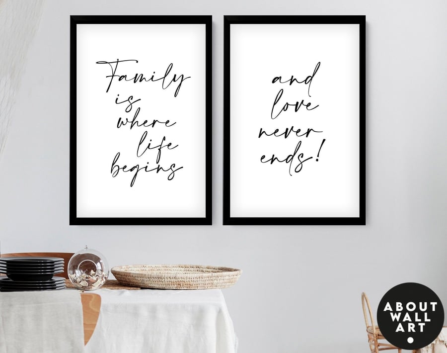 Family wall art, Gift, Custom Family Print, Mothers gift, Set of 2 Prints, Perso