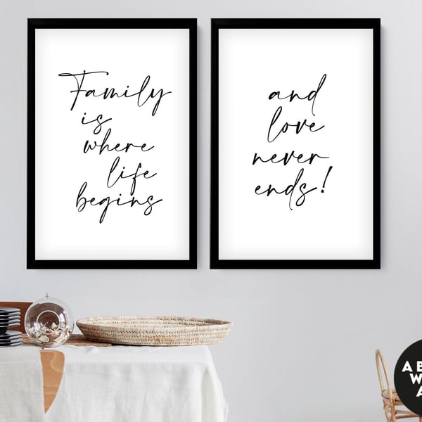 Family wall art, Gift, Custom Family Print, Mothers gift, Set of 2 Prints, Perso