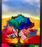 Vibrant tree of life glass art painting original 