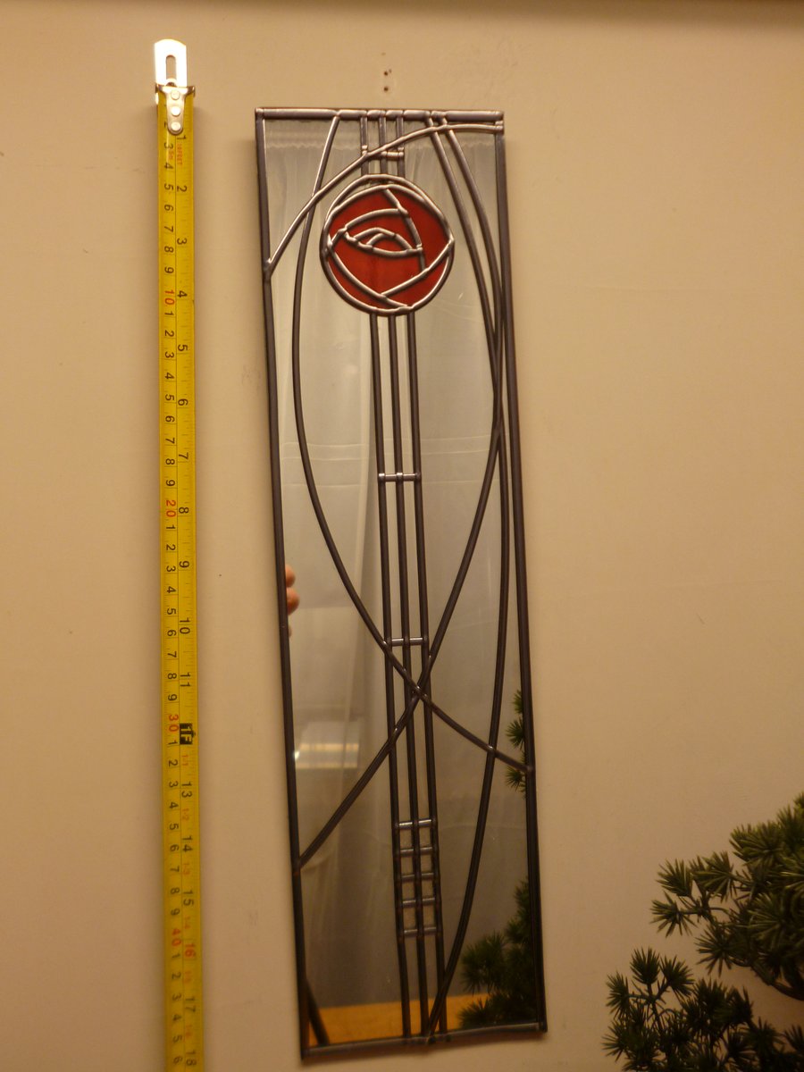 Mackintosh style decorative stained glass mirror Rose 2