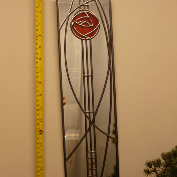 Mackintosh style decorative stained glass mirror Rose 2