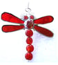Dragonfly Suncatcher Stained Glass Red Bead-Tailed 047 - Image 2