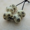 handmade lampwork glass beads, ivory spots