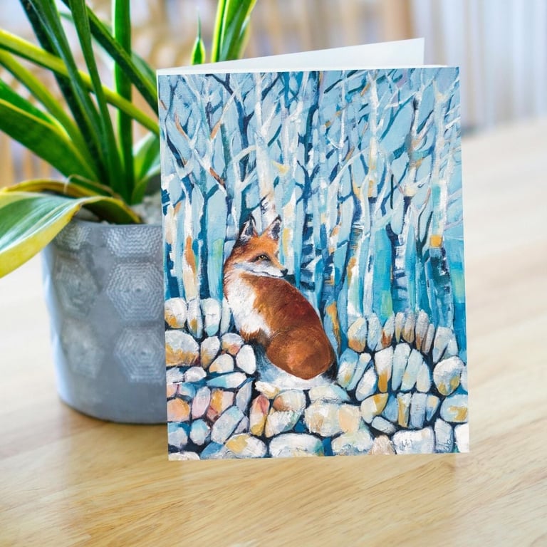 Fox art blank card card notecard
