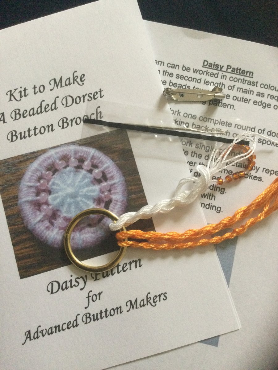 Kit for a Beaded Dorset Button Brooch, Daisy Design BD3