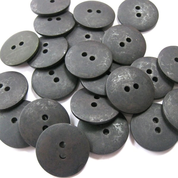 Plain Black Buttons 20mm 24 pieces