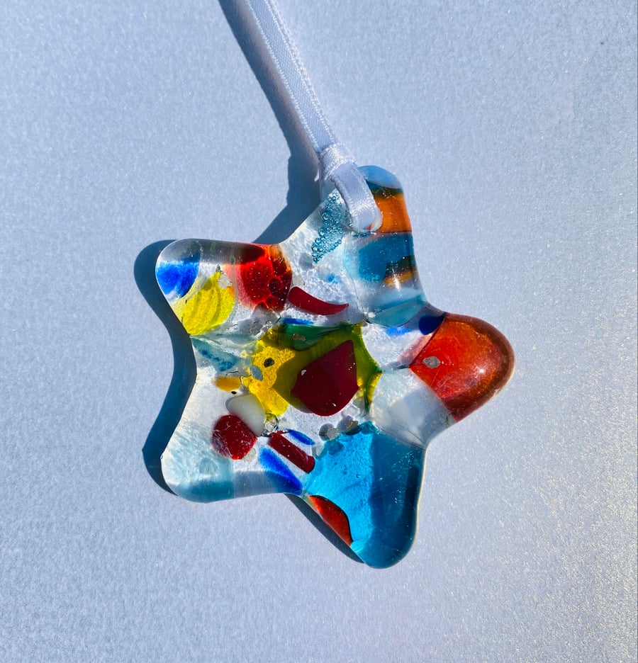 Small fused glass star - Christmas decoration 